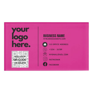 Creëer Eigen CERISE PINK QR CODE Visitekaartje Log Naambadge