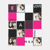 Creëer eigen FOTO Collage Blanket PINK Monogram Fleece Deken (Voorkant)