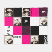 Creëer eigen FOTO Collage Blanket PINK Monogram Fleece Deken (Voorkant (Horizontaal))