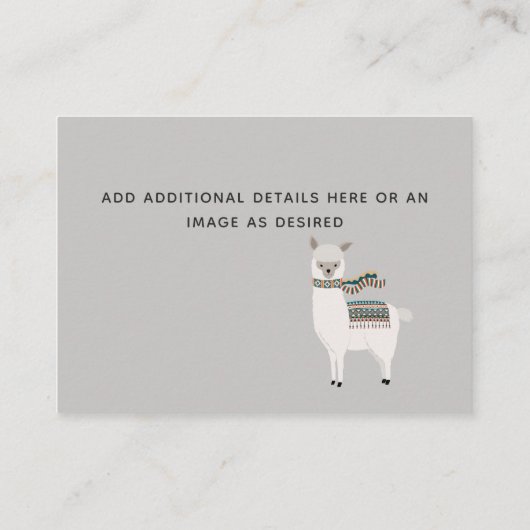Creëer - Eigen gebeurtenisdetails - Alpaca Llama Informatiekaartje (Achterkant)