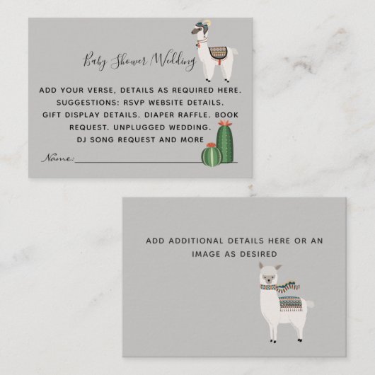 Creëer - Eigen gebeurtenisdetails - Alpaca Llama Informatiekaartje (Voorkant / Achterkant)