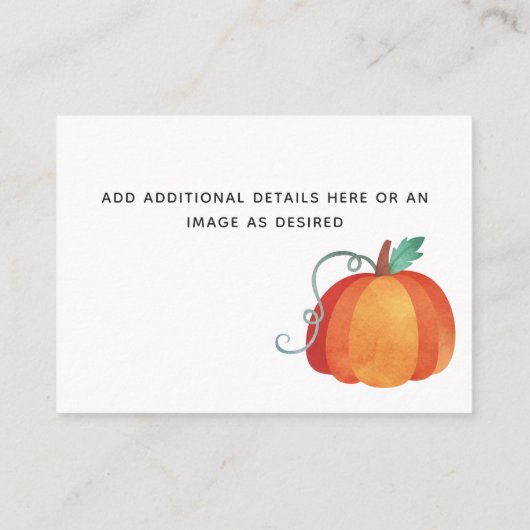 Creëer Eigen gebeurtenisdetails — Herfst pompoen Informatiekaartje (Achterkant)