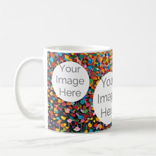 creëer eigen papieren foto tekst sjabloon confetti koffiemok