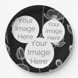 creëer eigen papieren foto tekst sjabloon poppy papieren bordje