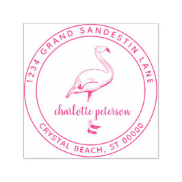 Creëer Eigen Roze Flamingo Beach Return Address Zelfinktende Stempel