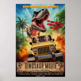 Creëer gepersonaliseerde dinosaurus avontuur film poster