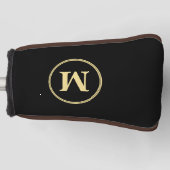 Creëer Gepersonaliseerde zwart goud monogrammed pu Golfheadcover (Voorkant)