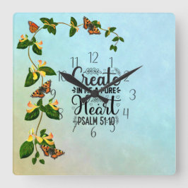 Creëer in mij een Pure Heart Psalm 51: 10 Vierkante Klok
