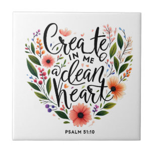 Creëer in mij een schoon hart bloemrijk tegeltje