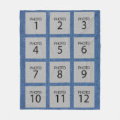 Creëer je 12 Foto Collage op denim Textiel Fleece Deken (Voorkant)