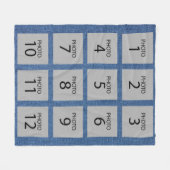 Creëer je 12 Foto Collage op denim Textiel Fleece Deken (Voorkant (Horizontaal))