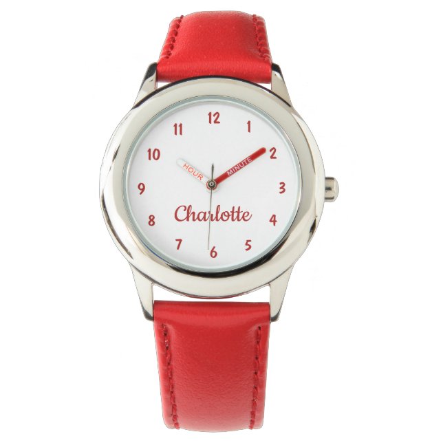 Creëer Je aangepaste naam Speciale meisjes Rood Horloge (Voorkant)