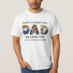Creëer je eigen 3 fotocollage Happy Fathers dag T-shirt