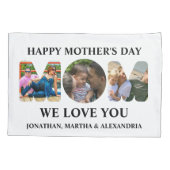 Creëer je eigen 3 fotocollage Happy Mothers dag Kussensloop (Achterkant)