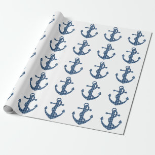 Creëer je eigen aangepast Blauw anker van plegt Cadeaupapier