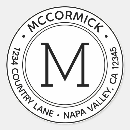 Creëer je eigen aangepast monogram retouradres ronde sticker (Voorkant)