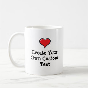 Creëer je eigen aangepaste tekst met een hart koffiemok