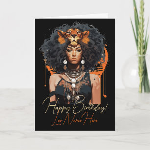 Creëer Je Eigen Afro-Amerikaanse Koningin Leeuw Feestdagen Kaart