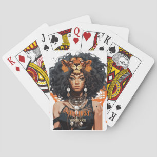 Creëer Je Eigen Afro-Amerikaanse Koningin Leeuw Pokerkaarten