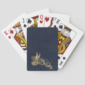 Creëer Je Eigen Blauwe & Gouden Gevleugelde Slang Pokerkaarten