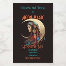 Creëer Je eigen Boho Crescent Moon & Feathers Wijn Etiket