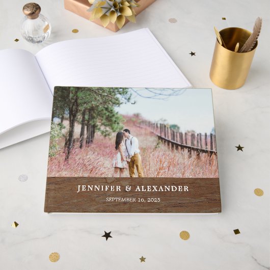 Creëer je eigen bruid en bruidefotobruiloft gastenboek (Voorkant open)