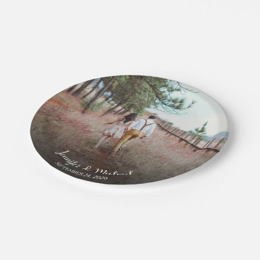 Creëer je eigen bruid en bruidefotobruiloft papieren bordje (Gekanteld)