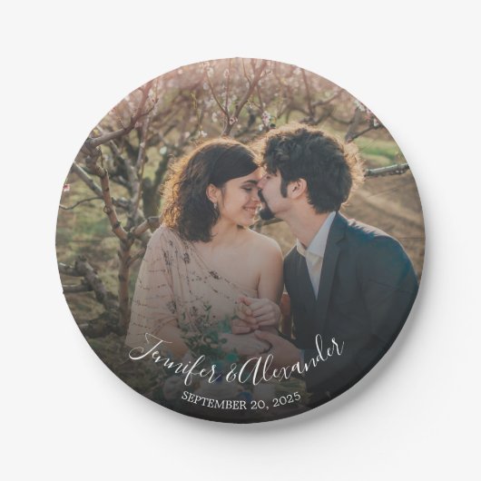 Creëer je eigen bruid en bruidefotobruiloft papieren bordje (Voorkant)