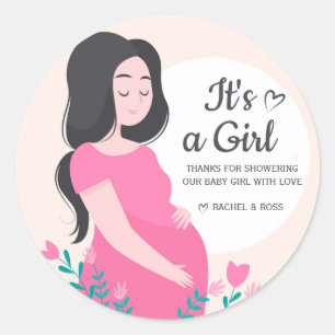 Creëer je eigen Custom Girl Baby shower Roze Ronde Sticker