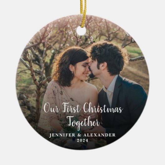 Creëer je eigen eerste kerstfeest met foto keramisch ornament (Voorkant)