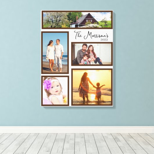 Creëer je eigen elegante familiefoto collage canvas afdruk (Insitu (Houten vloer))