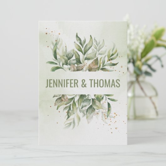 Creëer je eigen Eucalyptus Leaves bruiloft Kaart (Staand voorkant)
