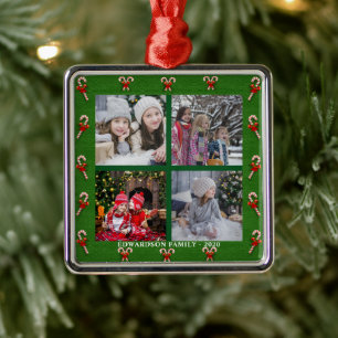 Creëer je eigen familiefoto collage kerst metalen ornament