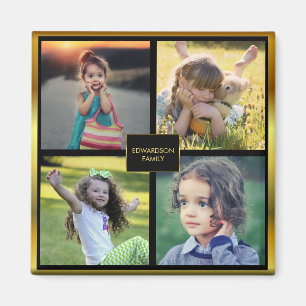 Creëer je eigen familiefoto collage monogramma magneet
