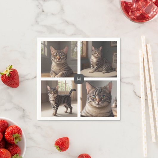 Creëer je eigen familiefoto collage monogramma servet (Insitu)