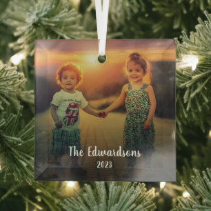 Creëer je eigen familiefoto persoonlijke kerst glas ornament