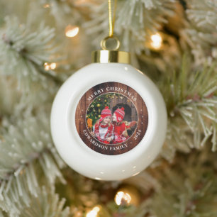 Creëer je eigen familiefoto persoonlijke kerst keramische bal ornament