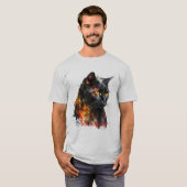 Creëer Je eigen Fiery Black Cat T-shirt (Voorkant volledig)