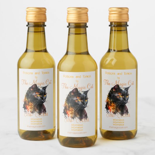 Creëer Je eigen Fiery Black Cat Wijn Etiket (Flessen)