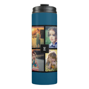 Creëer je eigen foto collage blauw thermosbeker