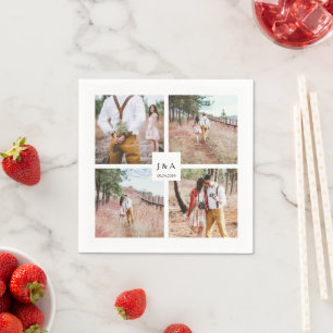 Creëer je eigen foto collage elegant bruiloft servet