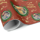 Creëer je eigen foto Merry Kerstscript Cadeaupapier (Rol Hoek)