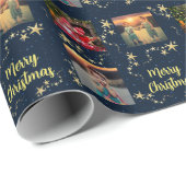 Creëer je eigen foto Merry Kerstscript Cadeaupapier (Rol Hoek)