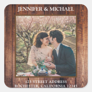 Creëer je eigen foto van een bijtend hout Berichte Vierkante Sticker