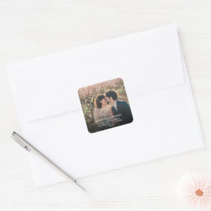 Creëer je eigen foto Wedding-zegels Vierkante Sticker