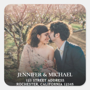 Creëer je eigen foto Wedding-zegels Vierkante Sticker