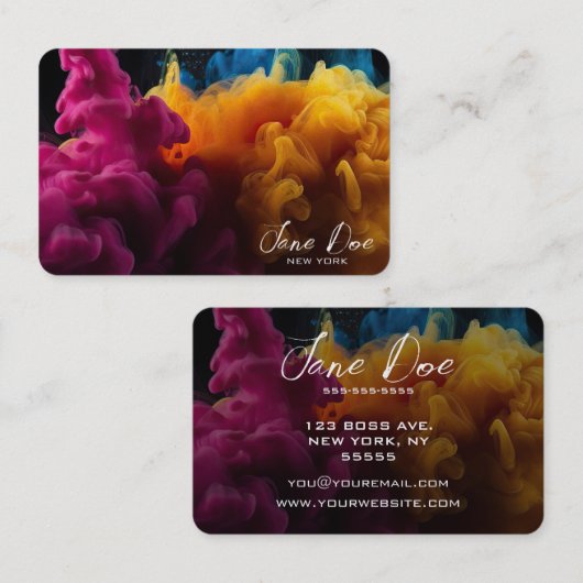 Creëer je eigen gele kleurwolken visitekaartje (Voorkant / Achterkant)