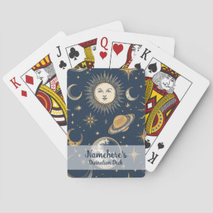 Creëer Je Eigen Goud Blauw Wit Hemels Pokerkaarten
