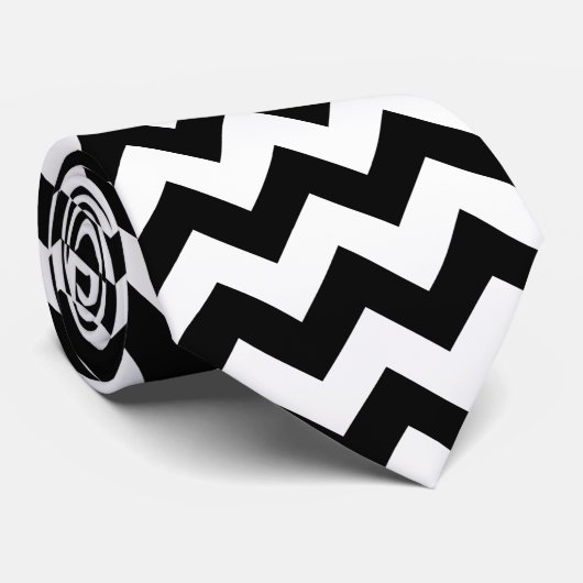 Creëer Je eigen grote zwarte zigzagpatroon Stropdas (Opgerold)