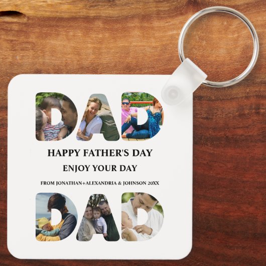 Creëer je eigen Happy vaders dag 6 fotocollage Sleutelhanger (Achterkant)